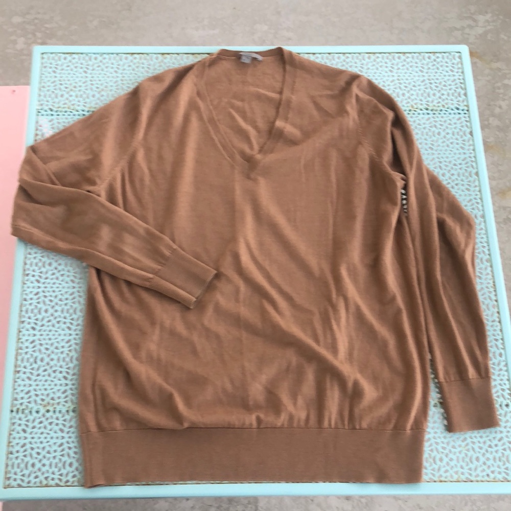 COS sand colored light wool pullover, v-neck